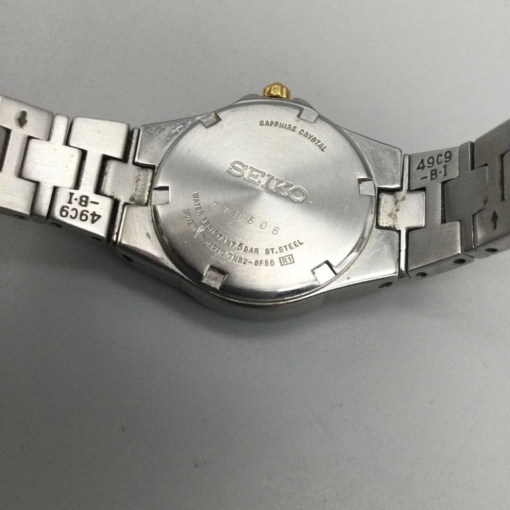 Seiko Womens Watch 25mm White Dial Stainless Date 7N82-6F50 New Battery 6